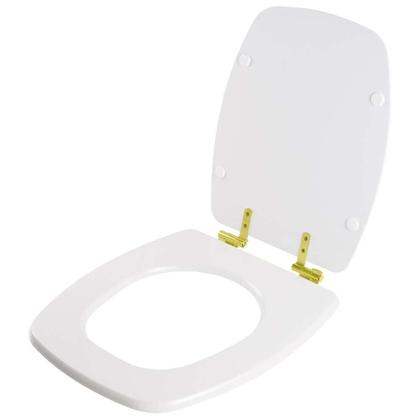 Imagem de Assento Sanitário com Amortecedor Amarilis Branco para vaso Fiori com Ferragem Dourada