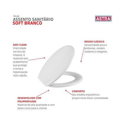 Imagem de Assento Sanitário De Polietileno Soft Tpj/As Branco Astra