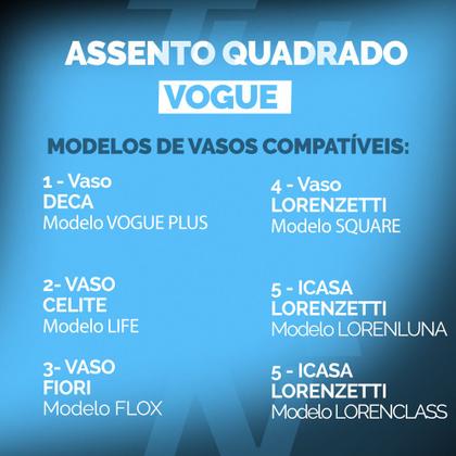 Imagem de Assento Sanitário Deca Vogue Plus Celite Life Fiori Flox Tupan Polipropileno Anatômico Fácil Limpeza Compatível Lorenzetti Square Lorenluna Lorenclass