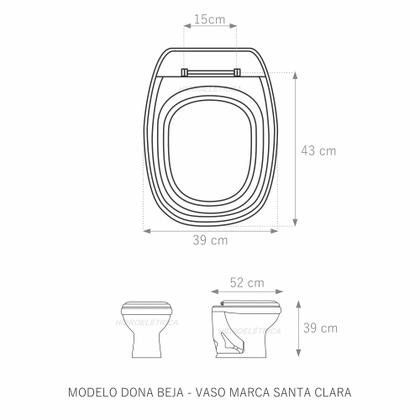 Imagem de Assento Sanitário Dona Beja Bege Claro Tampa para Vaso Santa Clara Almofadado