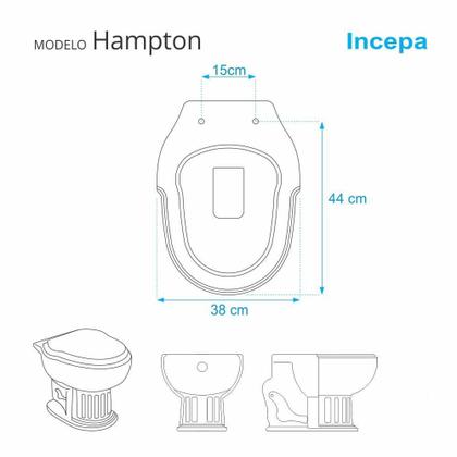 Imagem de Assento Sanitário Hampton Branco para vaso Incepa Com Ferragem Dourada