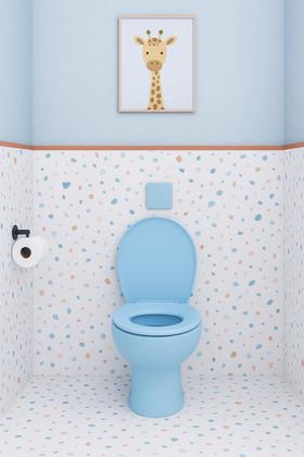 Imagem de Assento Sanitário Infantil Azul Tupan  Tampa Vaso Oval Escolar para Criança em Polipropileno Reforçado Compatível com Celite Kids e Deca Studio Kids