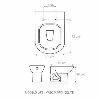 Imagem de Assento Sanitário Life Branco Tampa para Vaso Celite Almofadado