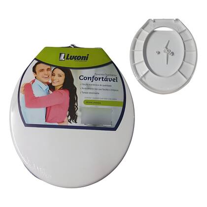 Imagem de Assento Sanitário Luconi Oval Branco PP Universal Ajustável 45x36cm