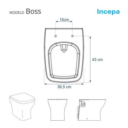 Imagem de Assento Sanitário MDF Soft Close Boss Onix (Preto Fosco) para Vaso Incepa com Ferragem Dourada