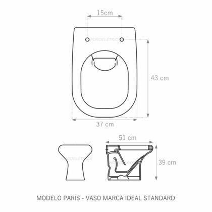 Imagem de Assento Sanitário Paris Cinza Claro Tampa para Vaso Ideal Almofadado