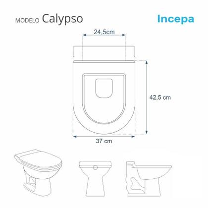 Imagem de Assento Sanitário Poliéster Calypso Cinza Platina para vaso Incepa