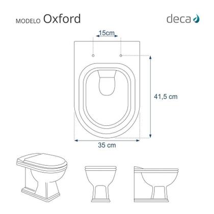 Imagem de Assento Sanitário Poliéster Oxford Branco para bacia Deca
