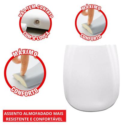 Imagem de Assento Sanitário Pra Vaso Almofadado Retangular Branco Paris Ideal Standart 1.6gpf 6.0lpf