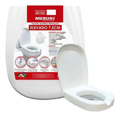 Imagem de Assento Sanitário Retangular Elevado 7,5cm Rígido - Mebuki - Branco