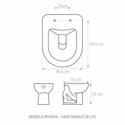 Imagem de Assento Sanitário Riviera Branco Tampa para Vaso Celite Madeira Laqueada
