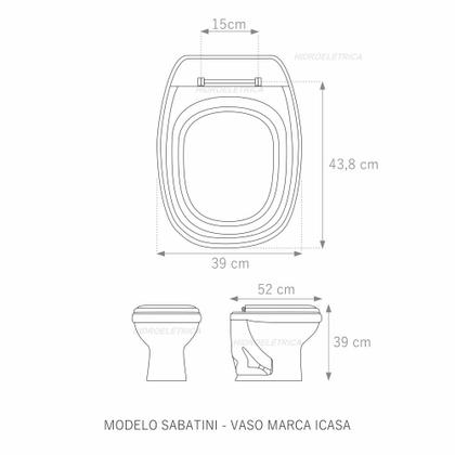 Imagem de Assento Sanitário Sabatini Rosa Salmão Tampa para Vaso Icasa de Madeira Laqueada - SB