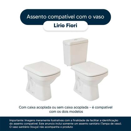 Imagem de Assento Sanitário Soft Close Lirio Branco para vaso Fiori com Ferragem Dourada