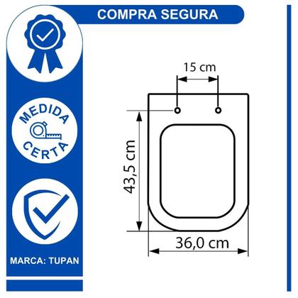 Imagem de Assento Sanitário Soft Close Tupan Deca Quadra Axis Roca Gap Polo Unic Amortecedor Anatômico Polipropileno Branco
