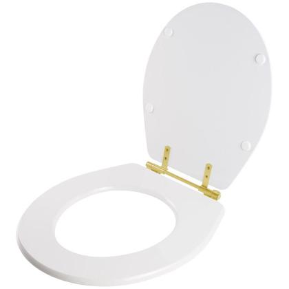 Imagem de Assento Sanitário Spot Branco para vaso Deca Com Ferragem Dourada