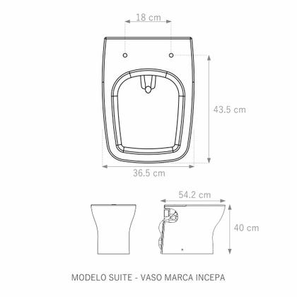 Imagem de Assento Sanitário Suite Branco Tampa para Vaso Incepa de Madeira Laqueada - SB