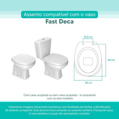 Imagem de Assento Sanitário Tampa de Vaso Branco MDF Laqueado Fast para bacia Deca
