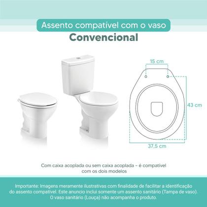 Imagem de Assento Sanitário Tampa de Vaso Branco MDF Laqueado Oval Convencional para bacia Celite