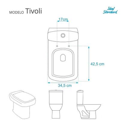 Imagem de Assento Sanitário Tivoli Silver (Cinza Claro) para vaso Ideal Standard