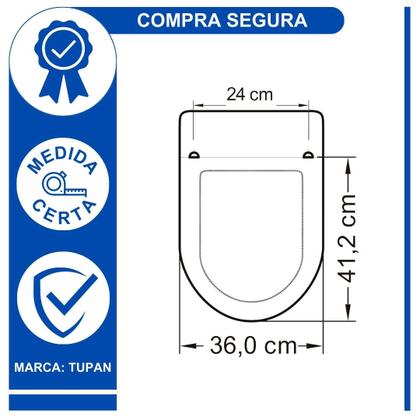 Imagem de Assento Sanitário Tupan Incepa Calypso Polipropileno Anatômico Compatível Laufen Fixador Ajustável