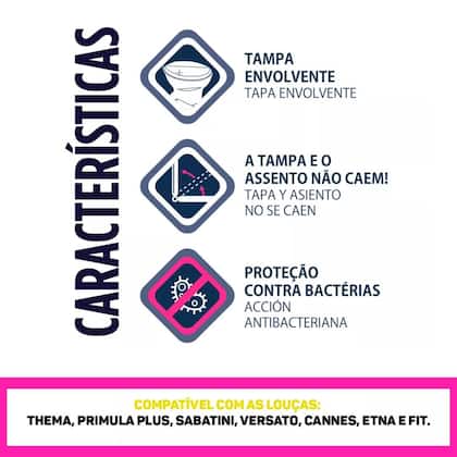Imagem de Assento Tampa de Vaso Almofadado Quadrado Atlas Primula Sabatini Anturius Versato Cannes Etna Fit
