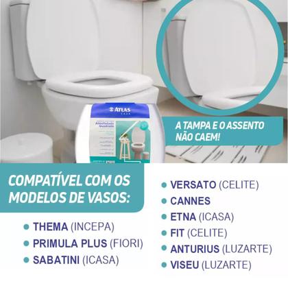 Imagem de Assento Tampa de Vaso Almofadado Quadrado Atlas Primula Sabatini Anturius Versato Cannes Etna Fit