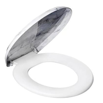 Imagem de Assento Tampa Vaso Sanitário Mármore Almofadado Oval Universal Branco