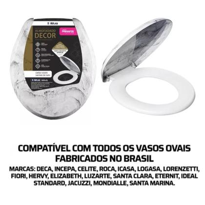 Imagem de Assento Tampa Vaso Sanitário Mármore Almofadado Oval Universal Branco