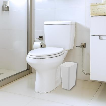Imagem de Assento Vaso Oval Soft Branco +Lixeira Branca 8L Tampa Click