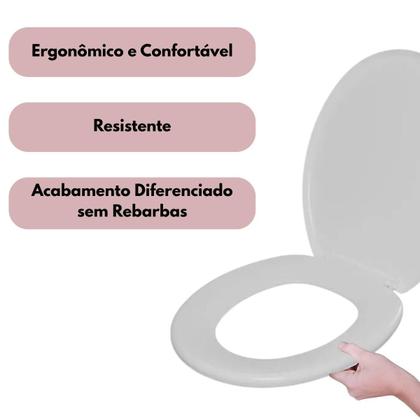 Imagem de Assento Vaso Oval Soft Branco +Lixeira Branca 8L Tampa Click