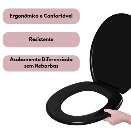 Imagem de Assento Vaso Oval Soft Preto + Lixeira Preta 8L Tampa Click