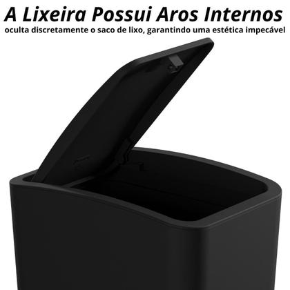 Imagem de Assento Vaso Oval Soft Preto + Lixeira Preta 8L Tampa Click