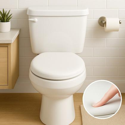 Imagem de Assento Vaso Sanitário Oval Almofadado Com Tampa - Branco