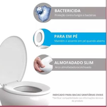Imagem de Assento vaso sanitário slim almofadado universal oval astra