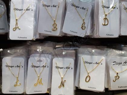 Imagem de Atacado Corrente colar Cordão Inicial Nome Folheada Kit com 23 Letras