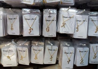 Imagem de Atacado Corrente colar Cordão Inicial Nome Folheada Kit com 23 Letras