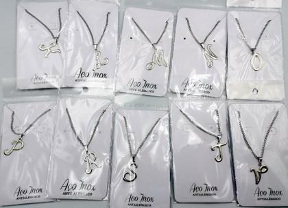 Imagem de Atacado Corrente colar Cordão Inicial Nome Folheada Kit com 23 Letras