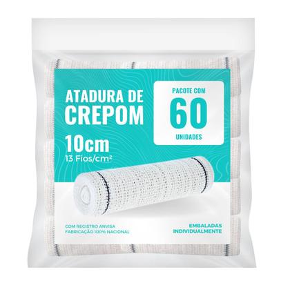 Imagem de Atadura Crepom Faixa Bandagem Elástica 10cm Kit 60 Unidades