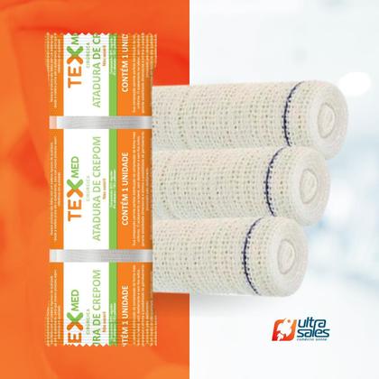 Imagem de Atadura Crepom Faixa Bandagem Elástica 10cmx1.2m Kit 12 Un