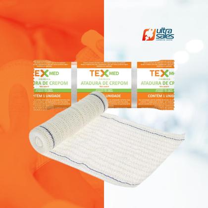 Imagem de Atadura Crepom Faixa Bandagem Elástica 12cmx1.2m Kit 12 Un