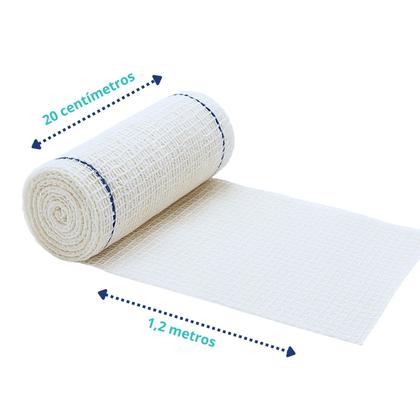 Imagem de Atadura Crepom Faixa Bandagem Elástica 20cmx1.2m Kit 12 Un