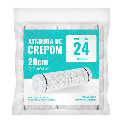 Imagem de Atadura Crepom Faixa Bandagem Elástica 20cmx1.2m Kit 24 Un