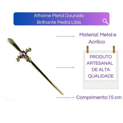 Imagem de Athame Cigana Metal Dourado Brilhante 15 Cm Selecione A Cor