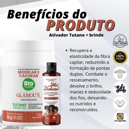 Imagem de Ativador Tutano Glamour Biovegetais 1KG + Óleo Mel Natural 60ml