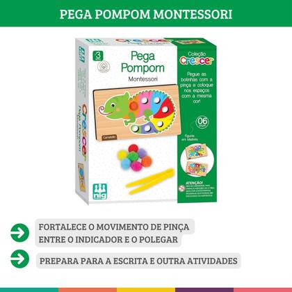 Imagem de Atividade Montessori Pega Pompom Jogo Didiático Infantil Nig