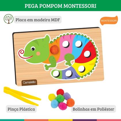 Imagem de Atividade Montessori Pega Pompom Jogo Didiático Infantil Nig