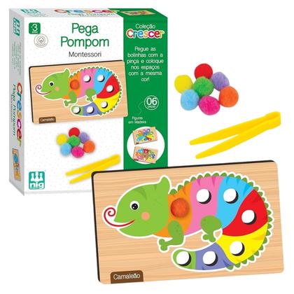 Imagem de Atividade Montessori Pega Pompom Jogo Didiático Infantil Nig