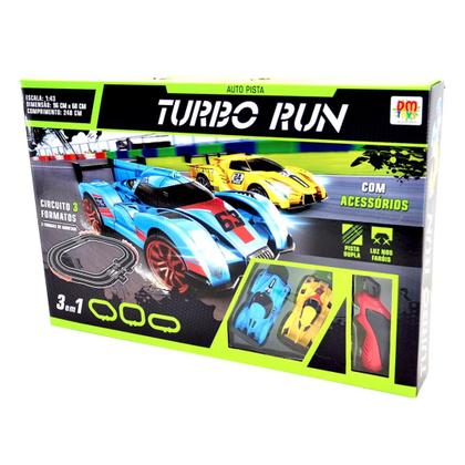 Imagem de Auto Pista Turbo Run Circuito de Corrida 3 Formatos 240cm Autorama Dm Toys DMT5891