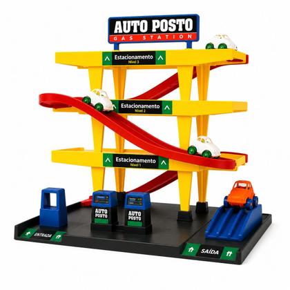 Imagem de Auto Posto Infantil Nig Brinquedos Com 2 Carrinhos E 3 Andares