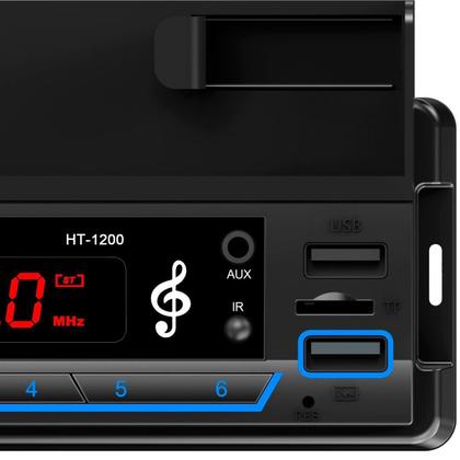 Imagem de Auto Rádio Com Suporte Para Celular Bluetooth USB SD AUX RCA 1Din Universal